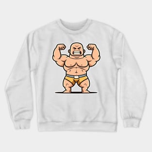 Cute illustration of a body builder flexing muscles Crewneck Sweatshirt